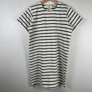 Tuckernuck Womens Small Striped Cotton T-Shirt Shift Dress Navy Ivory